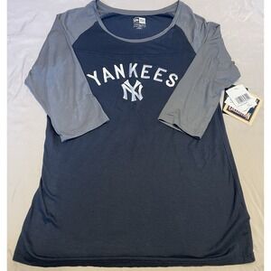 New Era Cooperstown Collection Raglan Women's 3/4 Sleeve Yankees Shirt Large NWT